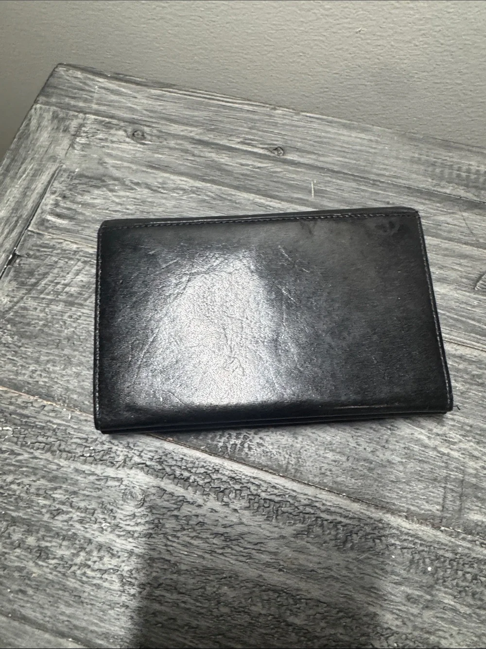 Monsac Black Leather Bi-Fold Wallet with Subtle Logo